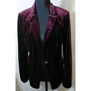 Jules & Leopold Blazer Jacket Womens S Maroon Velvet Notch Lapel Single Breasted